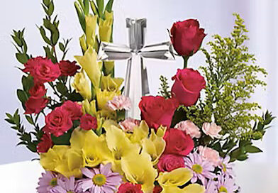 Veldkamp's Flowers Sympathy & Funeral Floral Products Fireside Baskets, Standing Funeral Sprays & Wreaths