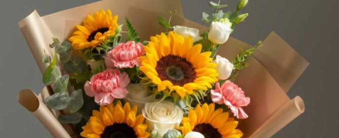 Graduation Flower Bouquet Sunflowers and Carnations