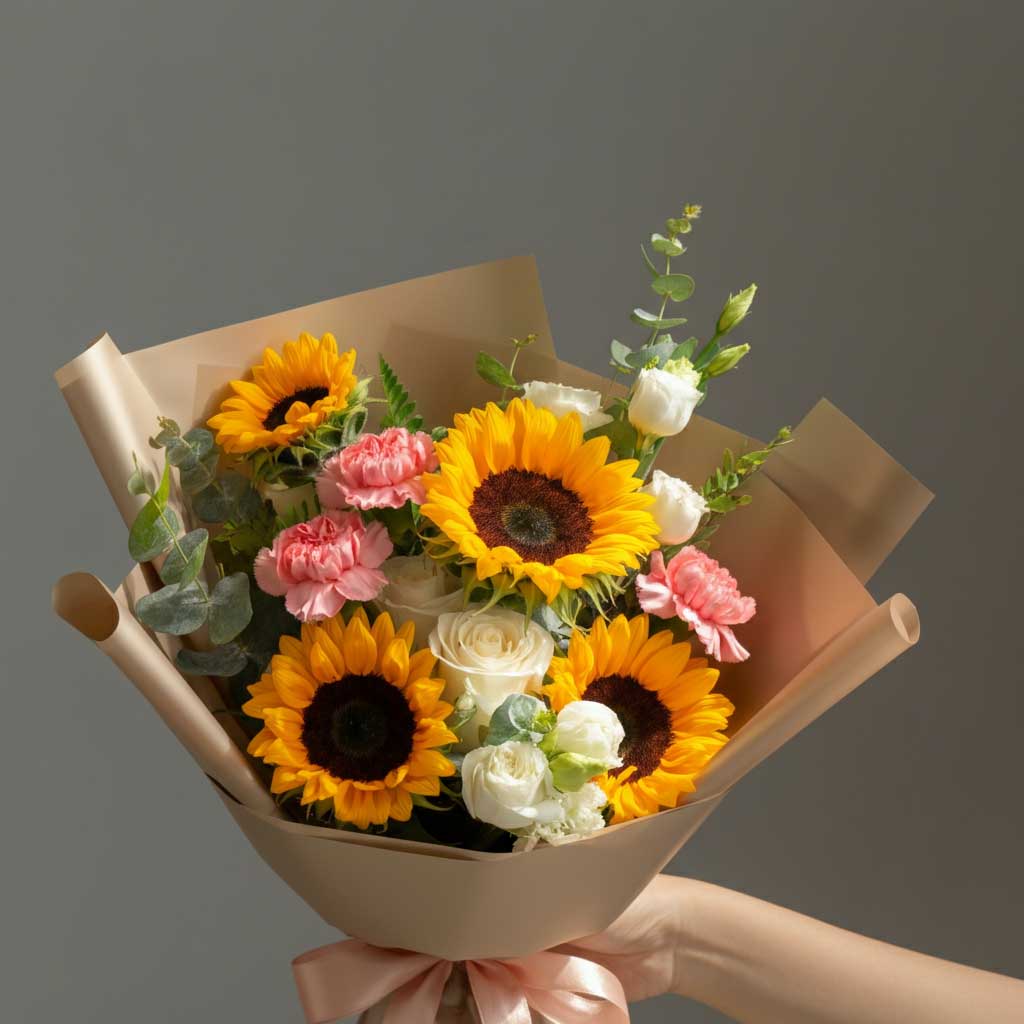 Graduation Flower Bouquet Sunflowers and Carnations