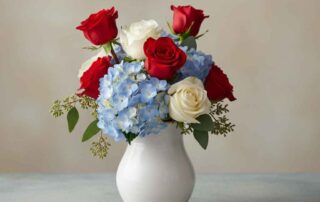 Memorial Day Flowers with roses and hydrangea